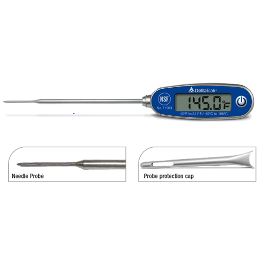 Flash Check® Jumbo Display Auto-Cal Needle Probe Thermometer (DeltaTRAK  11083)