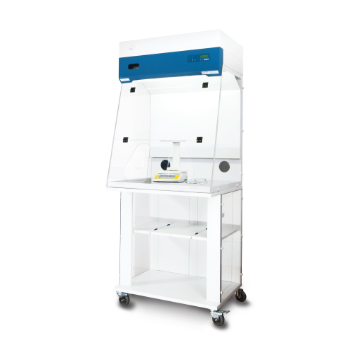 Weighing balance station protecting from hazardous or nuisance powders 